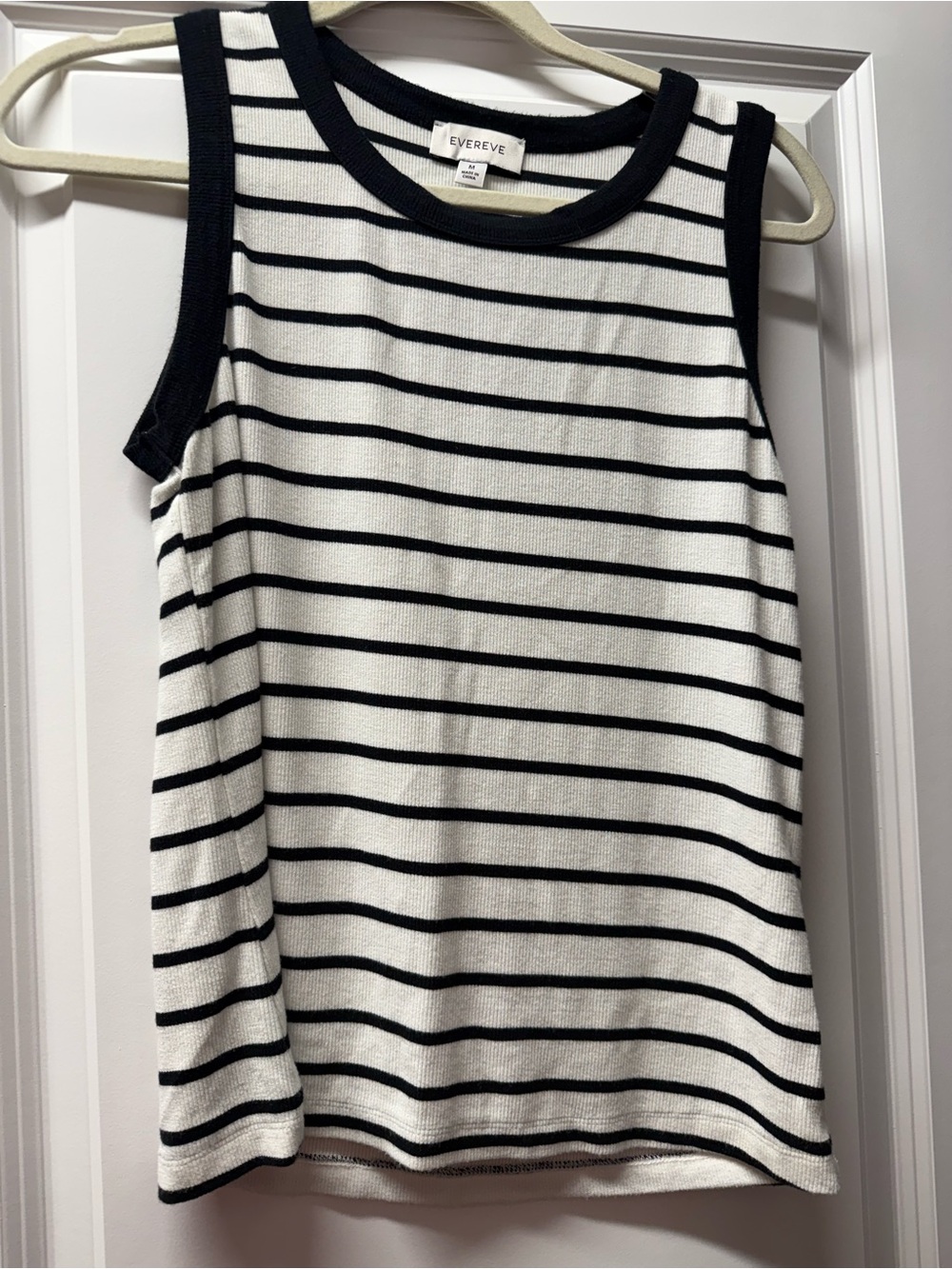 Evereve Black & White Striped Ribbed Knit Tank